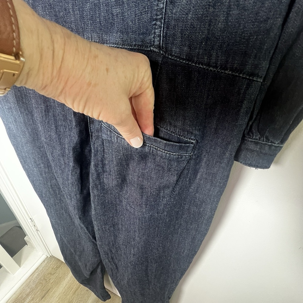 Faherty Charlotte Denim Jumpsuit Dark Wash Size Medium NWOT **Missing Belt** - Picture 12 of 15